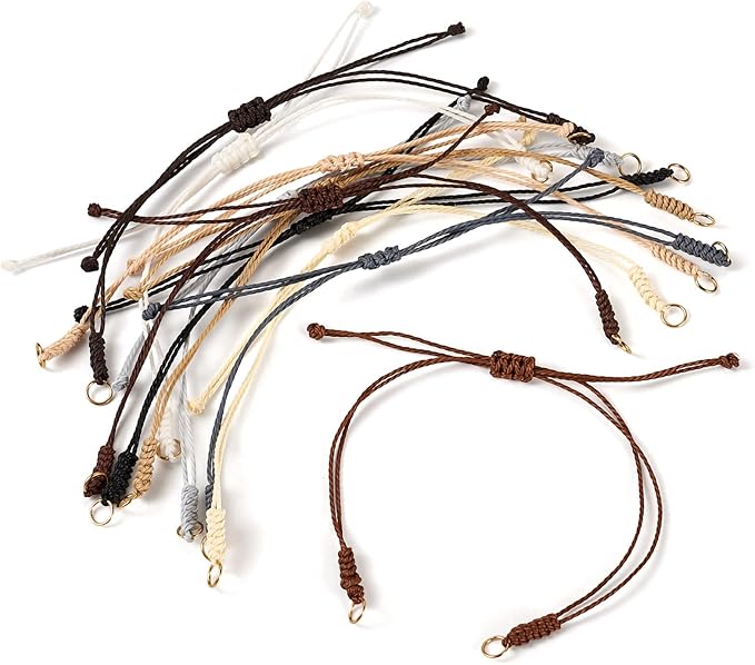 30Pcs Braided Adjustable Cord for Bracelet,Waxed Polyester Cord Adjustable Bracelet,Semi Finished Friendship Bracelet String,Knot Rope Handmade Braid String for Jewelry Making DIY Craft