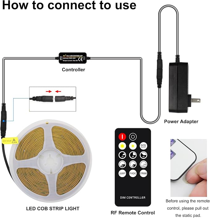AXMOTUT COB LED Strip Light Warm White, High Bright LED Strips - Image 4
