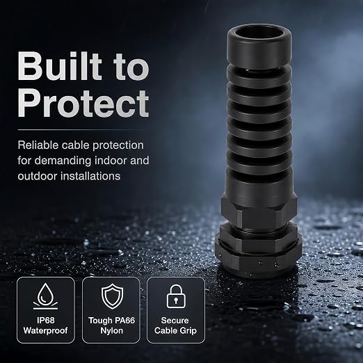 10 PCS PG9 Cable Gland, 4-8mm Clamp, Strain Relief | IP68 Waterproof Nylon Cord - Image 3