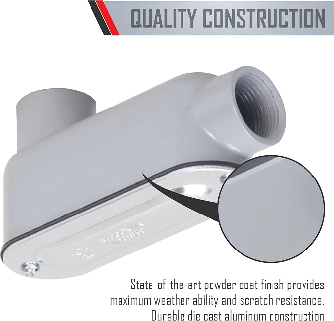 TayMac RLB125 Threaded LB Conduit Body, Die Cast Aluminum, Stamped Steel Cover - Image 4