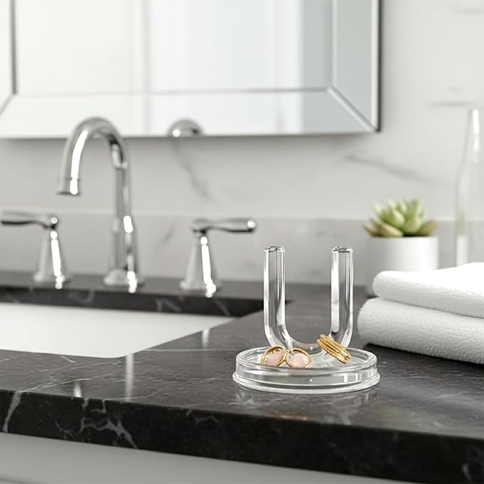 Amazing Abby - U for You and Me - Acrylic Ring Holder (2-Pack), Clear Plastic Jewelry Dish, Trinket Tray, Perfect Storage Solution for Drawer and Vanity (3" Dia.)