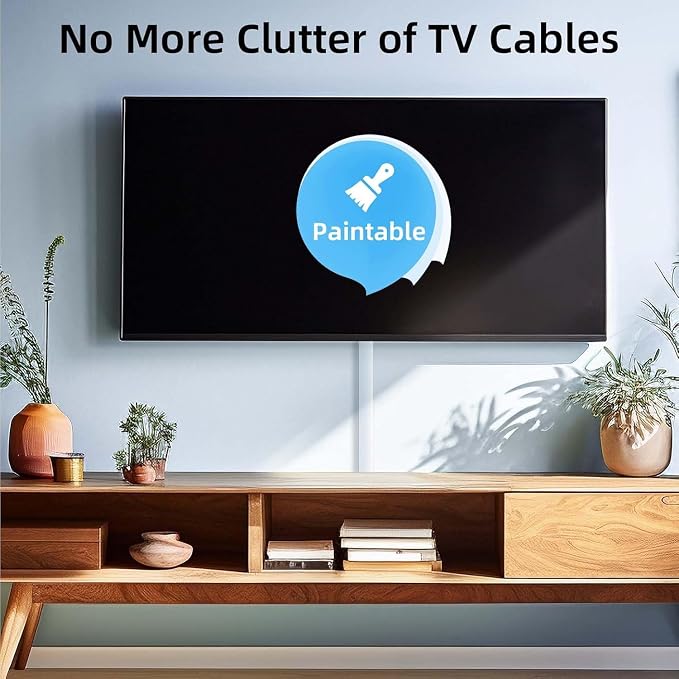 Delamu Cord Hider for Wall Mounted TV, 57in Paintable Cable Cover System - Image 4