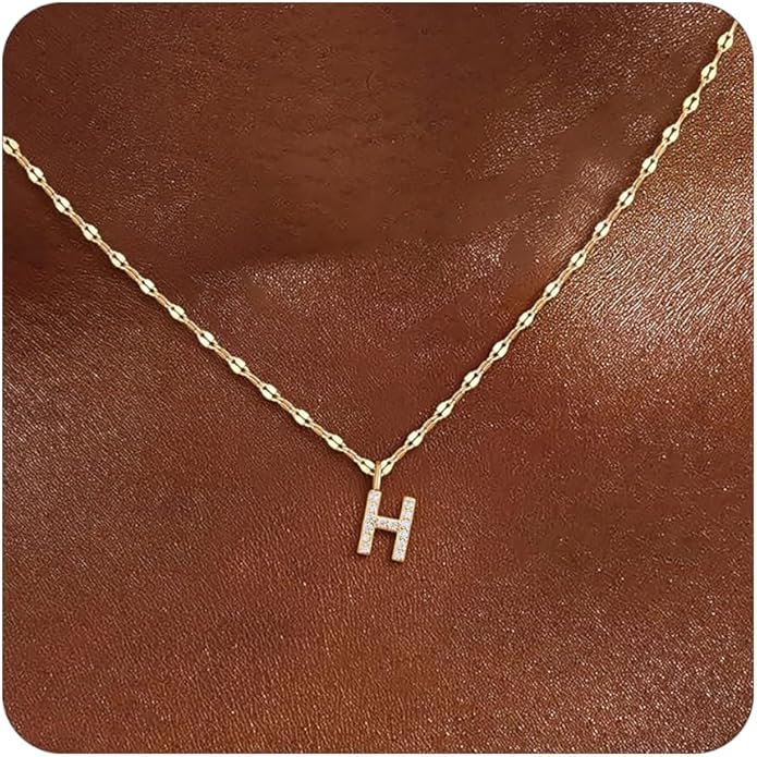 Initial Necklaces for Women,14K Gold Plated Necklaces, A-Z Letter Pendant Charm Necklace Trendy Dainty Hypoallergenic CZ Custom Personalized Name Necklace Gold Jewelry Birthday Christmas Gift for Her