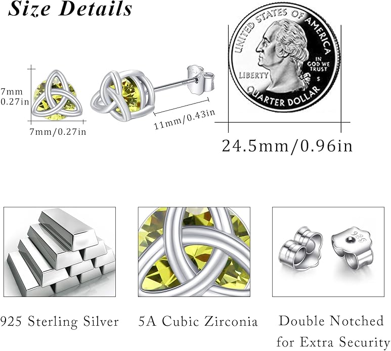 MEDWISE 925 Sterling Silver Birthstone Stud Earrings for Women Birthday Jewelry Gifts for Daughter Mother Women Valentines Day Gifts for Her