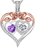 Iefil Valentines Day Gifts for Her - 925 Sterling Silver Rose Heart Necklaces for Women, Anniversary Birthday Gifts for Wife Girlfriend Mom