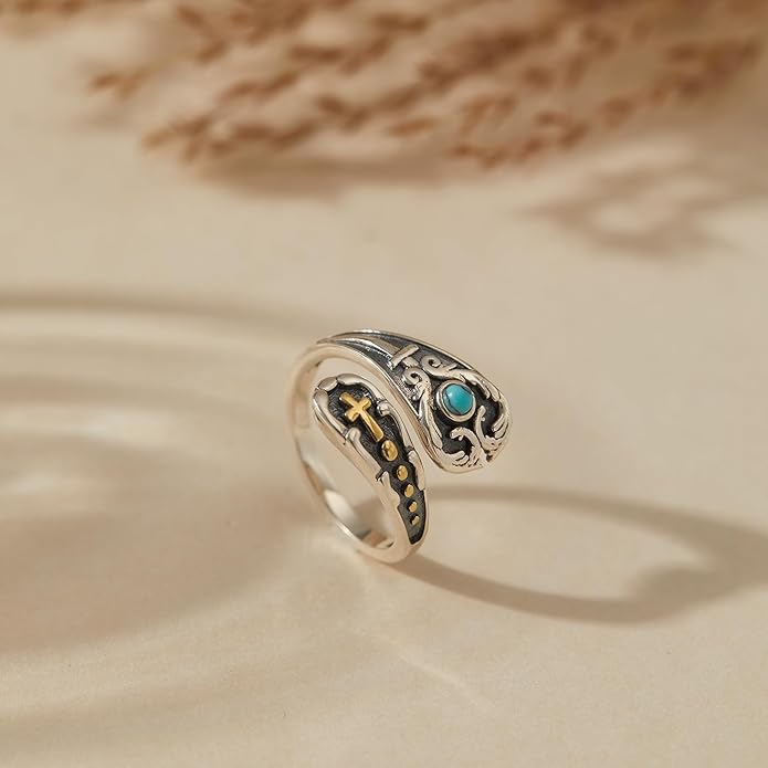 Spoon Rings for Women 925 Sterling Silver Sunflower Adjustable Thumb Spoon Rings Celtic Knot Promise Engagement Statement Boho Vintage Finger Open Antique Rings Jewelry