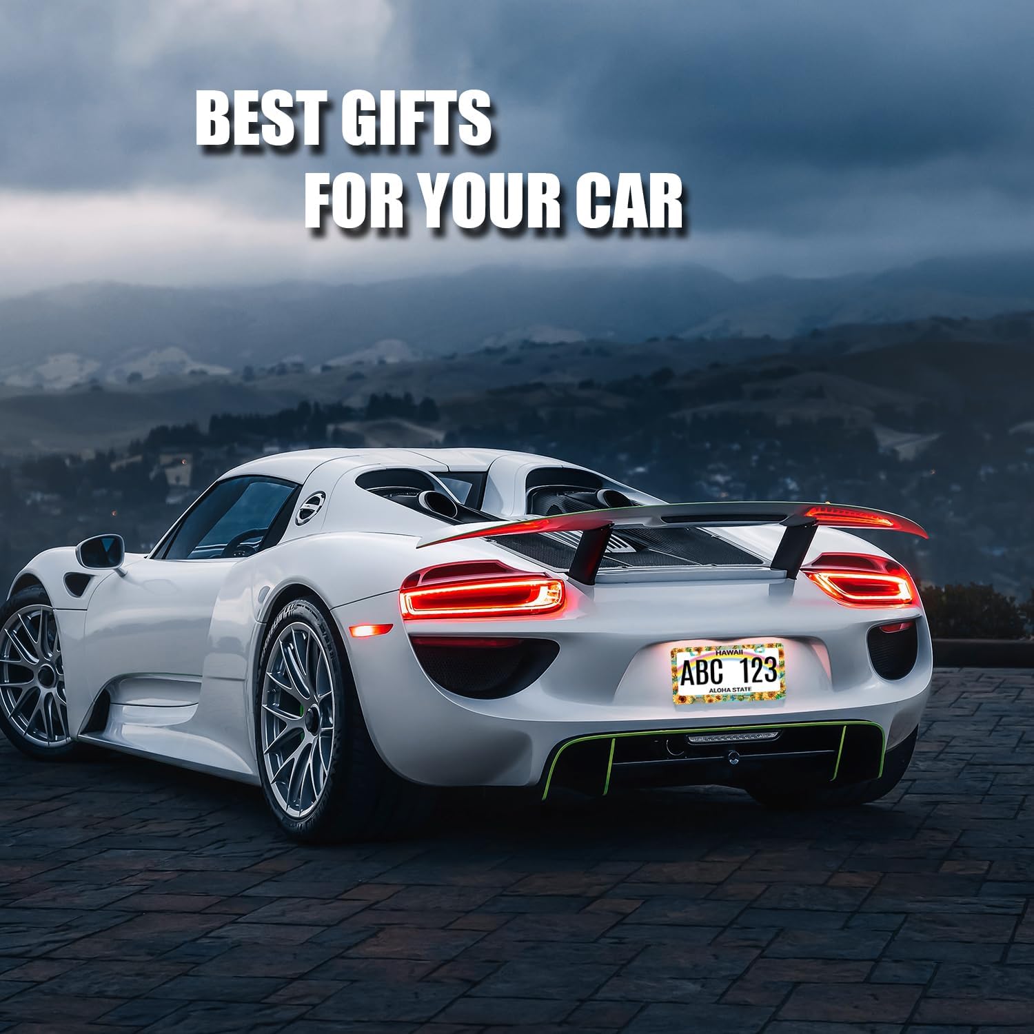 Butterfly Sunflower License Plate Frame Wooden Board Flowers Animals License Plate Holder Stainless Steel Front and Rear Car Tags Auto Parts Colorful License Plate Decoration with Screws 12.2" x 6.2"