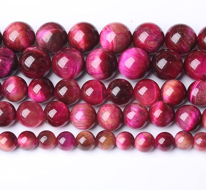 Natural Rose Red Tiger Eye Beads for Jewelry Making Round Loose Stone Beads Semi-Precious DIY Bracelet Necklace 8mm