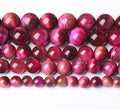 Natural Rose Red Tiger Eye Beads for Jewelry Making Round Loose Stone Beads Semi-Precious DIY Bracelet Necklace 12mm