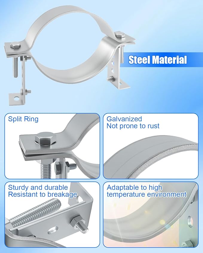 6 Inch Adjustable Pipe Bracket, Split Ring Stove Hanger Chimney Pipe Holder | B - Image 5