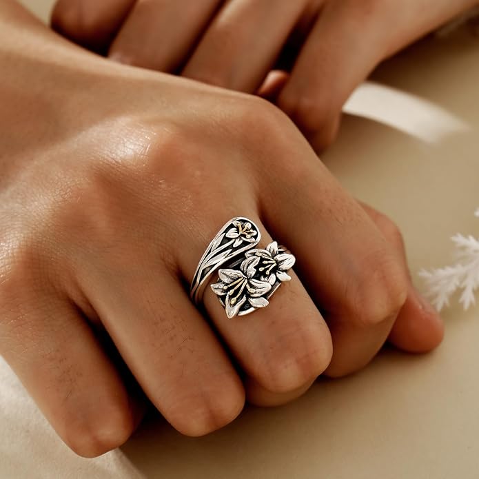 Spoon Rings for Women 925 Sterling Silver Sunflower Adjustable Thumb Spoon Rings Celtic Knot Promise Engagement Statement Boho Vintage Finger Open Antique Rings Jewelry