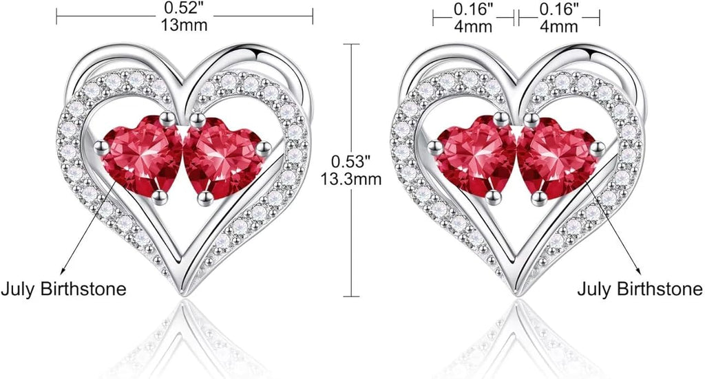 Iefil Valentines Day Gifts for Her - 925 Sterling Silver Birthstone Earrings, Anniversary Birthday Gifts for Women Wife Girlfriend Mom