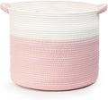 Blanket Basket for Living Room, Woven Rope Storage Basket | 16"D x 14"H | White by KODOMOORE