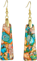 Boho Women Natural Stone Earrings Unique Healing Imperial Jasper Gemstone Energy Hypoallergenic Lightweight Dangle Drop Earrings Multiple Styles Earrings Jewelry for Birthday Party Gift
