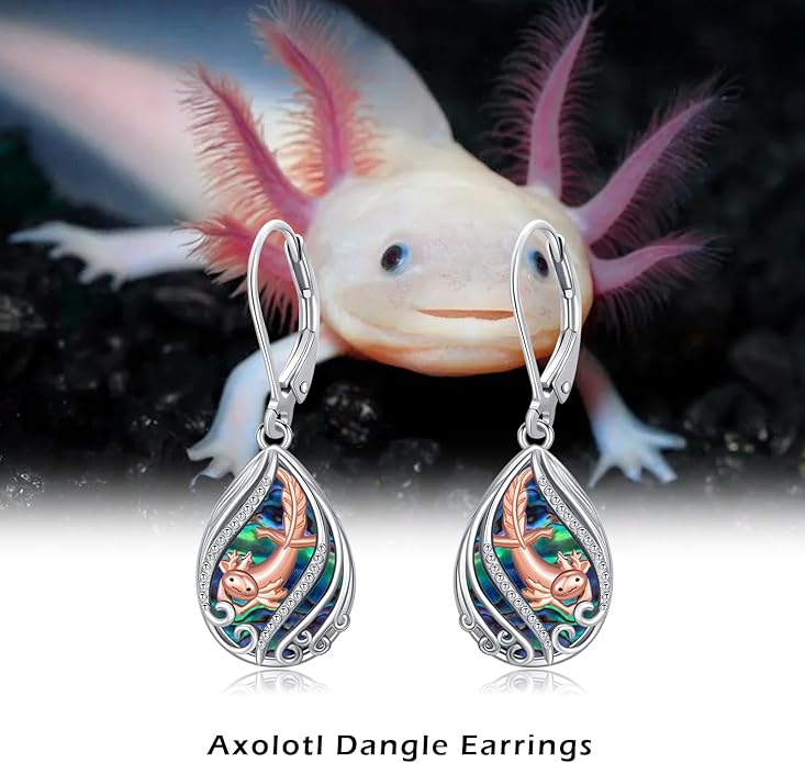 Animal Earrings 925 Sterling Silver Abalone Shell Dangle Drop Earrings Leverback Earrings Cute Animal Jewelry Gifts for Women Girlfriend