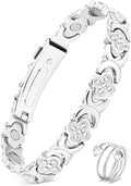 Feraco Pure Copper Bracelets & Rings for Women, Ultra Strength Magnetic Bracelet for Women with Neodymium Magnets & Sparkling Cubic Zirconia, Adjustable, Infinite Clover Jewelry