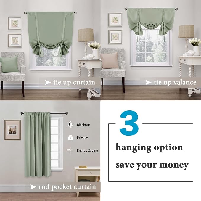 H.VERSAILTEX Blackout Tie Up Curtain Thermal Insulated Window Shade Light - Image 4