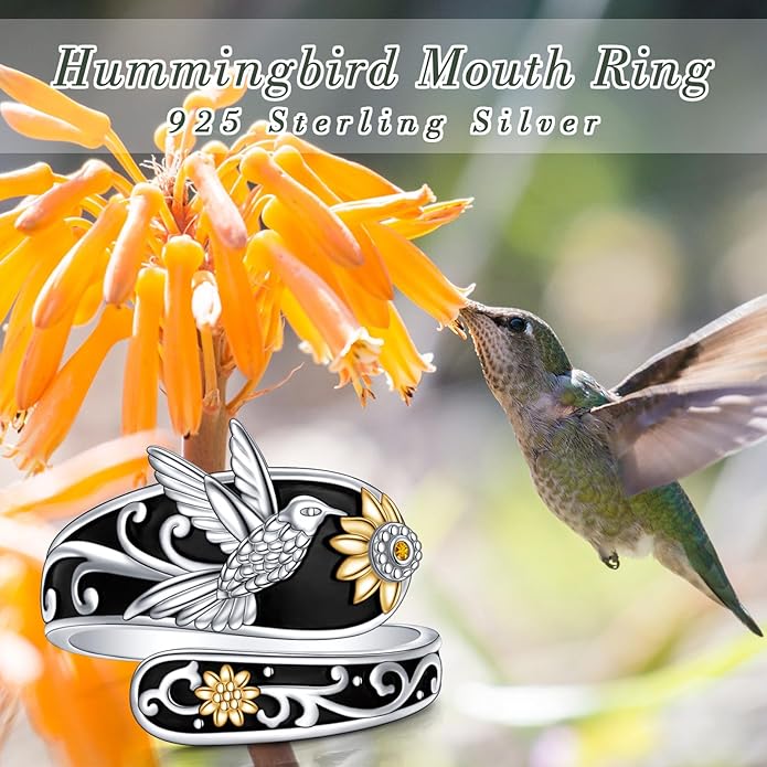 FLYOW Sterling Silver Sunflower Spoon Ring Victorian Style Boho Antique Flower Adjustable Open Ring Retro Statement Cubic Zirconial/Turquoise/Oxidized Thumb Rings for Women Birthday Christmas Jewelry