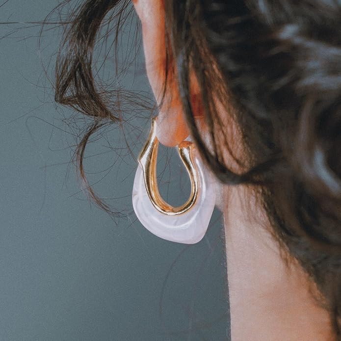Acrylic Hoop Earrings Chunky Huggie Statement Vintage Earrings Cute Resin Drop Earring Trendy Jewelry Gifts for Women