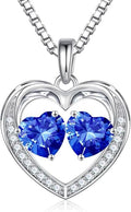 Iefil Valentines Day Gifts for Her - 925 Sterling Silver Heart Birthstone Necklace, Anniversary Birthday Gifts for Women Wife Girlfriend Mom Her