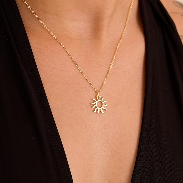 14K Gold Plated Dainty Pendant Butterfly Bead Boot Bee Baseball Flower Compass Airplane Heart Hummingbird Tree Necklace Simple Jewelry Gift for Women