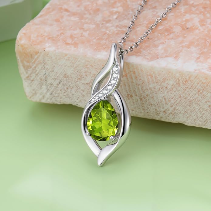 Birthstone Necklace for Women Infinity Necklaces 925 Sterling Silver Teardrop Love Birthday Jewelry Valentines Day Birthday Gifts for Her Mom Wife Girlfriend