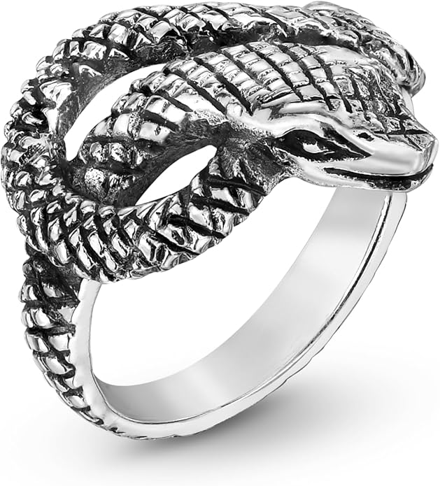 AeraVida Foxy Snake Coil Wrap Around .925 Sterling Silver Ring | Animal and Nature Inspired Silver Ring for Women | Elegant Snake Ring Accessory | Anniversary Jewelry Gift | Size 6-12