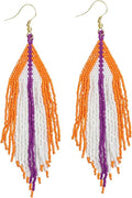 INK+ALLOY Game Day Earrings for Women, Luxe Beaded Fringe Earrings for Football Gameday Outfits, Handmade Jewelry for College Students, Team Gifts, Teachers, Football Moms