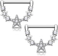 Melighting 14G Star Nipple Rings Steel 316L Nipple Piercing Jewelry Clear CZ Nipple Bars Clicker Nipple Barbell For Women Men 14mm