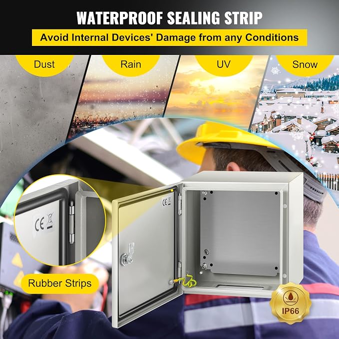 VEVOR NEMA Steel Enclosure, IP66 Waterproof & Dustproof, Outdoor/Indoor - Image 4