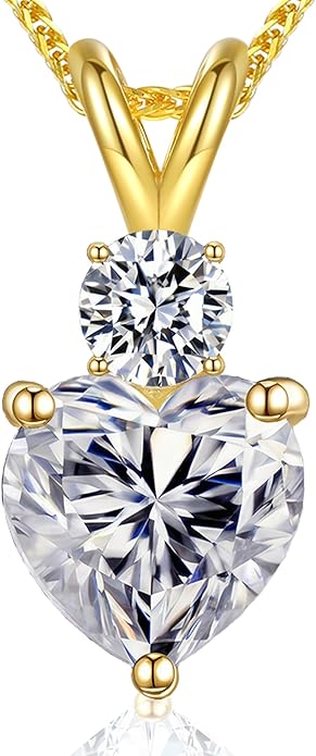 Forever Love Heart Pendant Necklaces for Women, 2-5 Carat Heartshape Moissanite Sterling Silver Pendant Jewelry, Ideal Anniversary Present or Birthday Gifts for Wife Her Girlfriend Mom Daughter