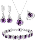 GZWHD Jewelry Set for Women Water Drop Cubic Zirconia Artificial Crystal Earrings Pendant Necklace Open Ring Tennis Bracelet Wedding Anniversary Birthday Engagement Gift for Bridesmaid Wife Girlfriend Friend