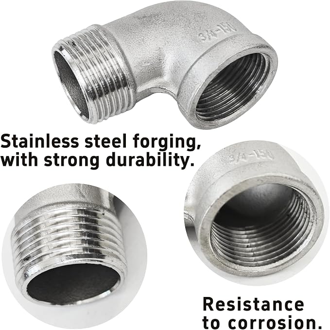 2Pcs 90 Degree Street Elbow, 3/4" NPT Male x 3/4" NPT Female, 304 Stainless - Image 3