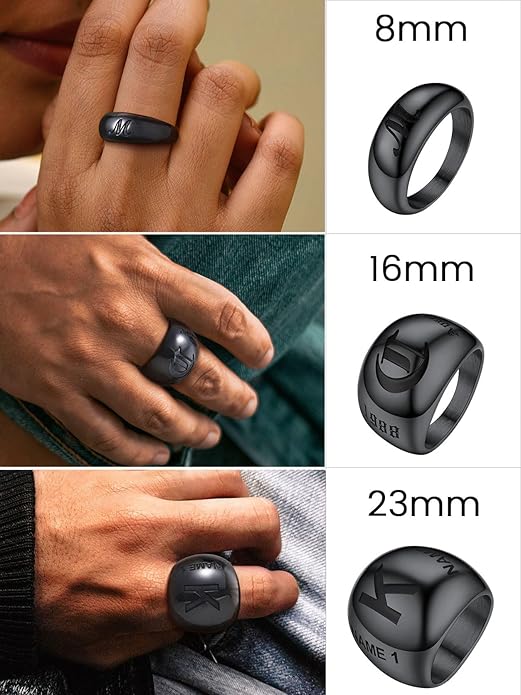 GOLDCHIC JEWELRY Chunky Dome Ring for Women, Stainless Steel Bold Stacking Croissant Statement Ring For Men (Size 7-12, Custom)