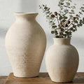 2 Pcs Rustic Farmhouse Vase Terracotta Clay Vase White Pottery Decorative by Yiyiring