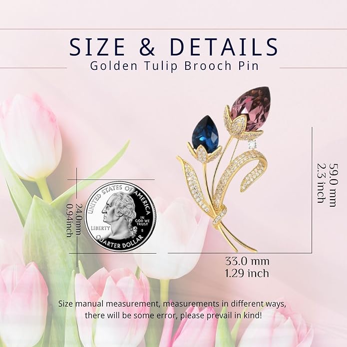Rhinestone Flower Brooch Austrian Crystal Flower Pin 18k Gold Plated Floral Brooch Lapel Pin Jewelry Mother's Day Birthday Gifts for Mom Wife