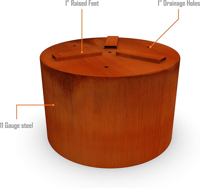 Large Round Planters for Outdoor Plants | 16x16 Inch Corten Steel Planter | - Image 3