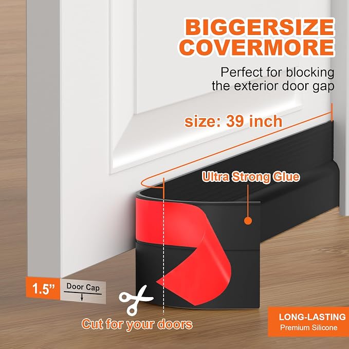 Door Draft Stopper, Door Sweep for Bottom of Door, Weather Stripping Door Seal - Image 8