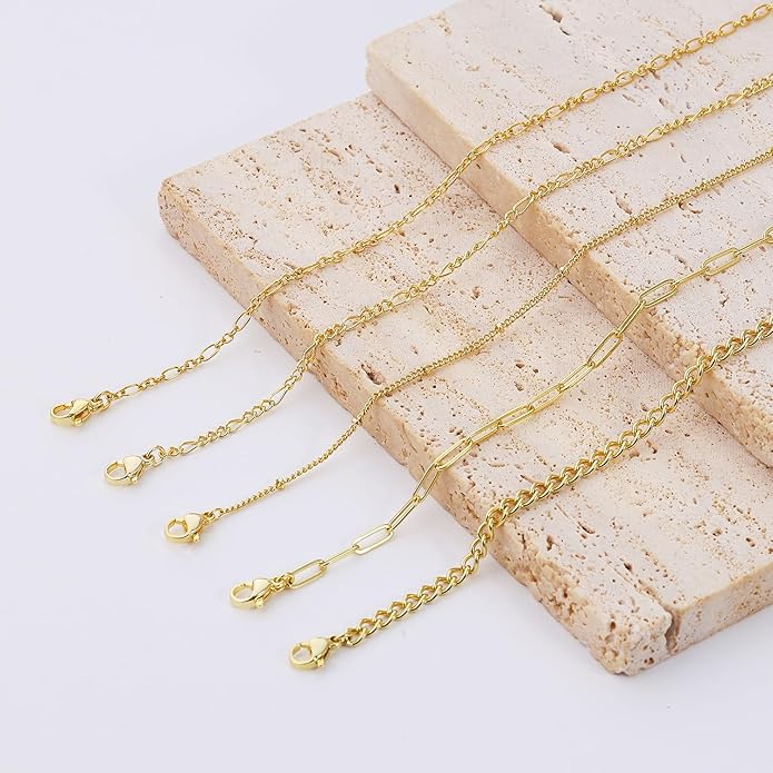 DEARMAY Gold Bracelets for Women Waterproof, 14K Gold Plated Jewelry Sets Trendy Thin Dainty Stackable Cuban Link Paperclip Chain Bracelet Pack Fashion Accessories Gifts for Womens