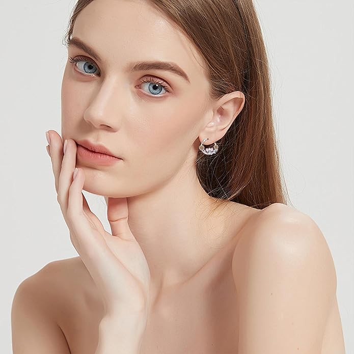 JUSTKIDSTOY Hypoallergenic Panda/Unicorn/Hummingbird/Dolphin Hoop Earrings for Women 925 Sterling Silver Animal Huggie Hoop Earrings Jewelry Gifts for Sensitive Ears
