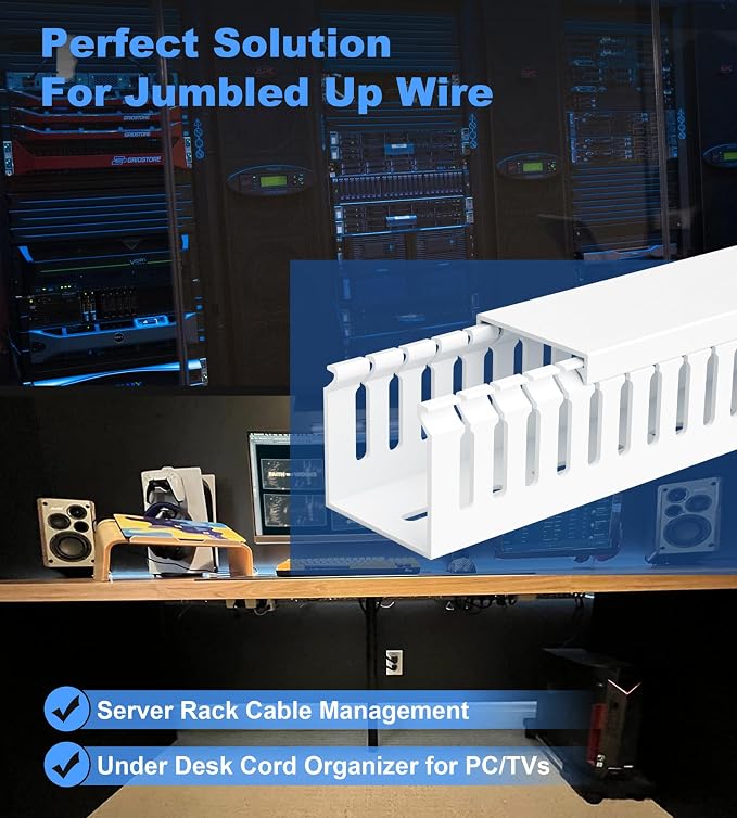 2" H x 2" W Cable Raceway, 99in Under Desk Wire Management Channel, 16.5in Each - Image 5