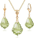 EVEVIC Austrian Crystals Baroque Pendant Necklace Earrings for Women 14K Gold Plated Hypoallergenic Leverback Drop Dangle Earrings Jewelry Set