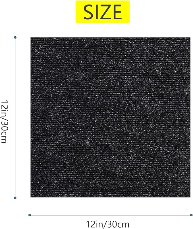 35pc 12" x 12" Self-Adhesive Carpet Tiles, Economical Temporary Flooring - Image 2