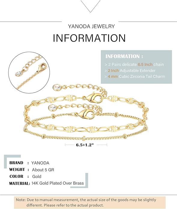 Dainty Layered Gold Chain Bracelet for Women 14K Gold Plated Handmade Adjustable Bracelet Satellite Beads Oval Mariner Figaro Link Chain Bracelets Minimalist Layering Stacking Jewelry Gift for Women