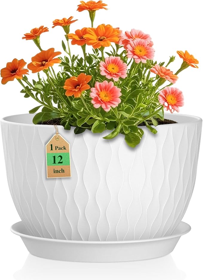 WSMKSZ 12 Inch Large Plant Pots by WSMKSZ