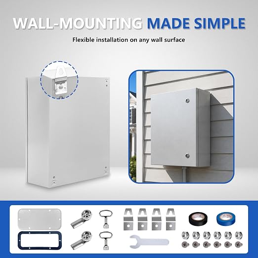 Electrical Junction Box 28x20x10, NEMA 4X IP66 Steel Enclosure Box | 1.5mm steel - Image 4