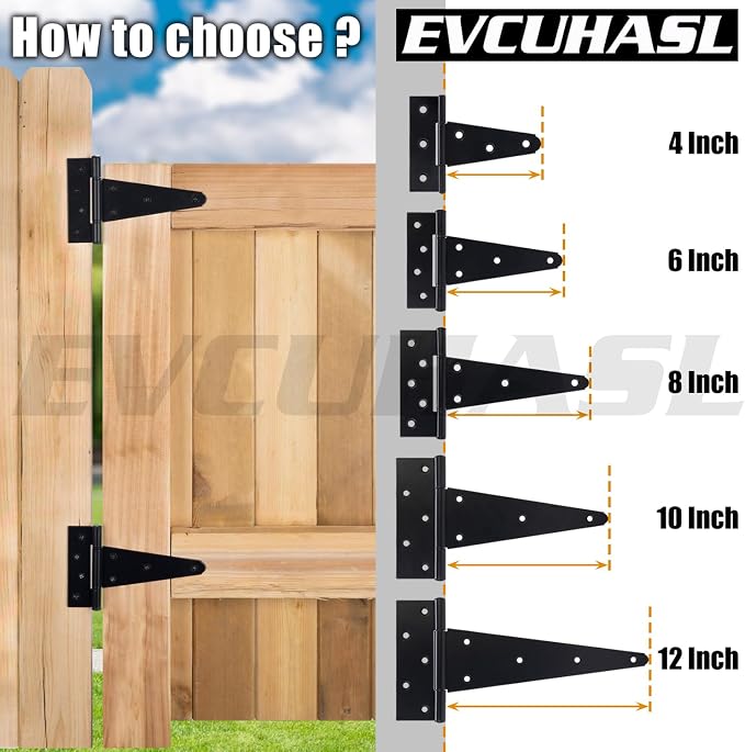 12 Inch T-Strap Gate Hinges, Shed Barn Door Hinges Heavy Duty, Yard Gate - Image 5