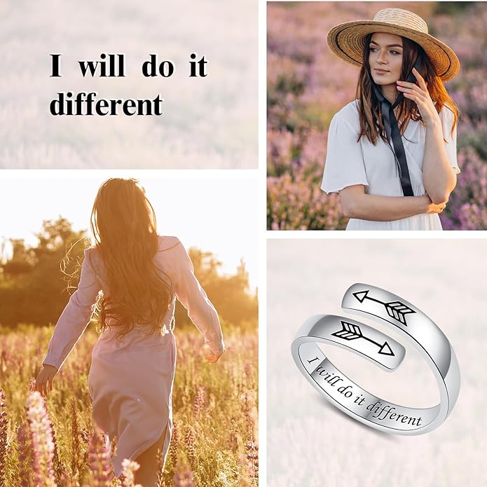 Adjustable Hope Rings 925 Sterling Silver Always with you Ring Inspirational Jewelry Encouragement Gifts for Women