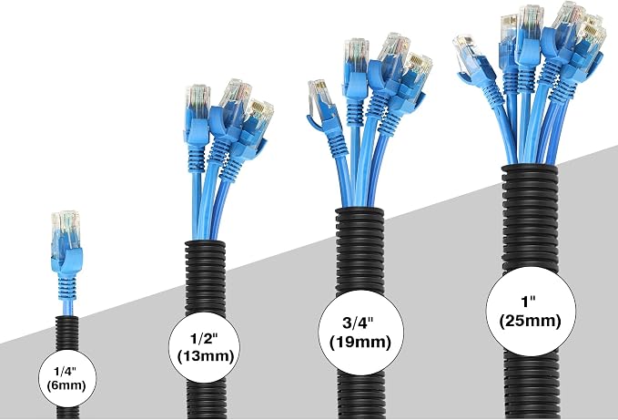25FT - 1/4 Inch Split Wire Loom - Black | Easy to Install - Image 3