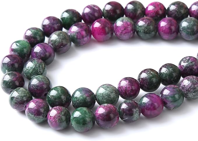 60pcs 6mm Natural Stone Tourmaline Persian Jade Beads Round Loose Beads for Jewelry Making DIY Bracelets Necklaces Crystal Energy Healing Stone Beads 15" (Tourmaline Persian Jade, 6mm)